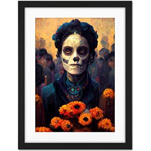 Doppelganger33 LTD Day Of Dead Skull Marigold Flowers Artwork Framed Wall Art Print 18X24 Inch Doppelganger33 LTD Day Of Dead Skull Marigold Flowers Artwork Framed Wall Art Print 18X24 Inch