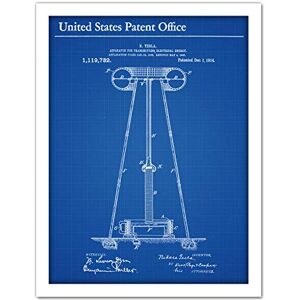 Artery8 Tesla Electrical Energy Transmitter 1914 Vintage Patent Artwork Framed Wall Art Print 18X24 Inch Artery8 Tesla Electrical Energy Transmitter 1914 Vintage Patent Artwork Framed Wall Art Print 18X24 Inch