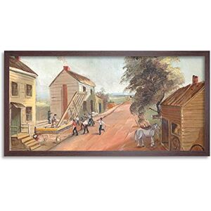 Artery8 Chappel New York House Raising 1870 Manhattan Painting Framed Wall Art Print Long 25X12 Inch Artery8 Chappel New York House Raising 1870 Manhattan Painting Framed Wall Art Print Long 25X12 Inch