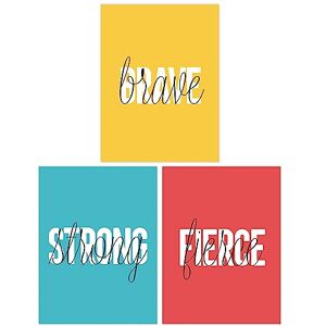 Wee Blue Coo Pack of 3 Brave Fierce Strong Capital and Lowercase Letters Bright Yellow Red Blue Typography Unframed Wall Art Living Room Prints Set Wee Blue Coo Pack of 3 Brave Fierce Strong Capital and Lowercase Letters Bright Yellow Red Blue Typography Unframed Wall Art Living Room Prints Set