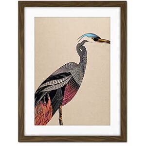 Doppelganger33 LTD Abstract Heron Bird Illustration Coral And Teal Hue Illustration Artwork Framed Wall Art Print 18X24 Inch Doppelganger33 LTD Abstract Heron Bird Illustration Coral And Teal Hue Illustration Artwork Framed Wall Art Print 18X24 Inch