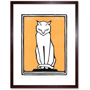Wee Blue Coo Sitting Cat 1916 Julie De Graag Art Print Framed Poster Wall Decor 12x16 inch Wee Blue Coo Sitting Cat 1916 Julie De Graag Art Print Framed Poster Wall Decor 12x16 inch