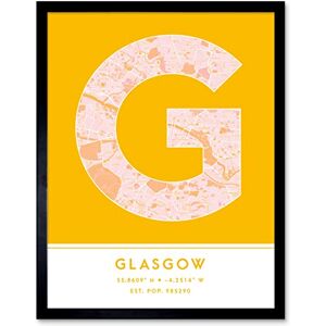 Wee Blue Coo Glasgow Scotland United Kingdom City Map Yellow Colour Block Modern Typography Stylish Letter Framed Word Wall Art Print Poster for Home Décor CITYMAP1 Wee Blue Coo Glasgow Scotland United Kingdom City Map Yellow Colour Block Modern Typography Stylish Letter Framed Word Wall Art Print Poster for Home Décor CITYMAP1