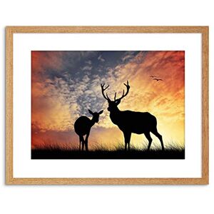 Wee Blue Coo Photo Composition Deer Silhouette Sunset Stag Framed Wall Art Print Wee Blue Coo Photo Composition Deer Silhouette Sunset Stag Framed Wall Art Print