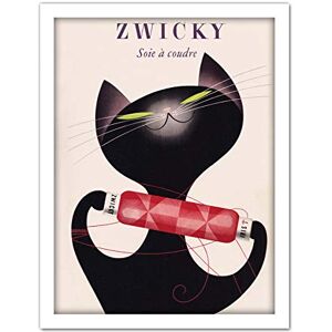 Wee Blue Coo Zwicky Cotton Switzerland Black Cat Artwork Framed Wall Art Print 18X24 Inch Wee Blue Coo Zwicky Cotton Switzerland Black Cat Artwork Framed Wall Art Print 18X24 Inch
