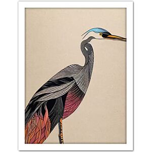 Doppelganger33 LTD Abstract Heron Bird Illustration Coral And Teal Hue Illustration Artwork Framed Wall Art Print 18X24 Inch Doppelganger33 LTD Abstract Heron Bird Illustration Coral And Teal Hue Illustration Artwork Framed Wall Art Print 18X24 Inch