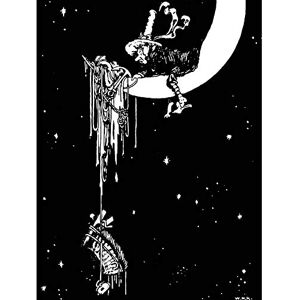 Wee Blue Coo HOT AIR BALLOON STUCK ON THE MOON UNCLE LUBIN HEATH ROBINSON ART PRINT HP378 Wee Blue Coo HOT AIR BALLOON STUCK ON THE MOON UNCLE LUBIN HEATH ROBINSON ART PRINT HP378