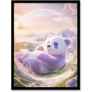 Artery8 Purple Baby Panda Bear in Bubble Fantasy Art Nursery Kids Bedroom Artwork Framed Wall Art Print A4 Artery8 Purple Baby Panda Bear in Bubble Fantasy Art Nursery Kids Bedroom Artwork Framed Wall Art Print A4