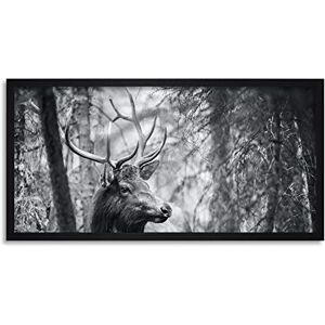 Wee Blue Coo Deer Head Forest Trees Long Panel Framed Wall Art Print Wee Blue Coo Deer Head Forest Trees Long Panel Framed Wall Art Print