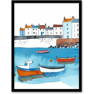 Artery8 St Ives Bay Boats Coastal Cityscape Watercolour Bathroom Toilet Artwork Framed Wall Art Print 18X24 Inch Artery8 St Ives Bay Boats Coastal Cityscape Watercolour Bathroom Toilet Artwork Framed Wall Art Print 18X24 Inch