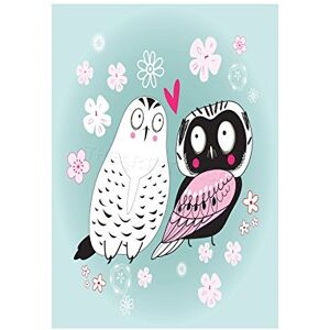 Wee Blue Coo Painting Cartoon Birds Owl Pigeon Love Heart Wall Art Print Wee Blue Coo Painting Cartoon Birds Owl Pigeon Love Heart Wall Art Print