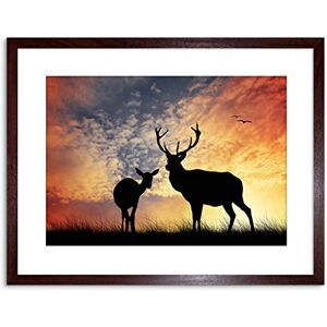 Wee Blue Coo Photo Composition Deer Silhouette Sunset Stag Framed Wall Art Print Wee Blue Coo Photo Composition Deer Silhouette Sunset Stag Framed Wall Art Print