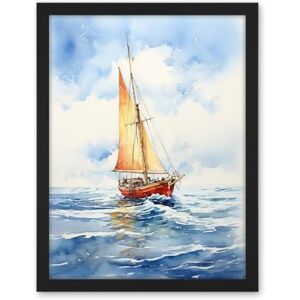 Artery8 Orange Sailing Boat Watercolour Painting Bathroom Artwork Sail at Sea Seascape Artwork Framed Wall Art Print 18X24 Inch Artery8 Orange Sailing Boat Watercolour Painting Bathroom Artwork Sail at Sea Seascape Artwork Framed Wall Art Print 18X24 Inch