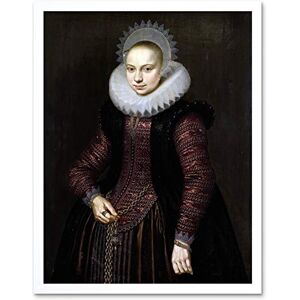 Artery8 Van Der Voort Portrait Girl Chain Painting Art Print Framed Poster Wall Decor 12x16 inch Artery8 Van Der Voort Portrait Girl Chain Painting Art Print Framed Poster Wall Decor 12x16 inch