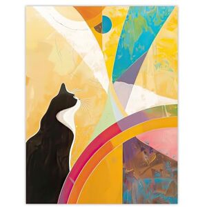 Artery8 Tuxedo Cat Lover Hilma Rainbow Abstract Design Living Room Large Wall Art Poster Print Thick Paper 18X24 Inch Artery8 Tuxedo Cat Lover Hilma Rainbow Abstract Design Living Room Large Wall Art Poster Print Thick Paper 18X24 Inch