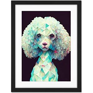 Doppelganger33 LTD The Polygon Poodle Abstract Teal Dog Painting Artwork Framed Wall Art Print 18X24 inch Doppelganger33 LTD The Polygon Poodle Abstract Teal Dog Painting Artwork Framed Wall Art Print 18X24 inch
