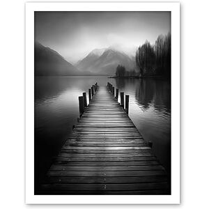 Artery8 Lake Pier Mountain Landscape Black and White Photo Artwork Framed Wall Art Print 18X24 Inch Artery8 Lake Pier Mountain Landscape Black and White Photo Artwork Framed Wall Art Print 18X24 Inch