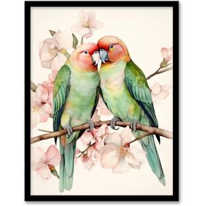 Artery8 Birds Of A Feather Love Birds Perched On A Cherry Bloom Artwork Framed Wall Art Print 18X24 Inch Artery8 Birds Of A Feather Love Birds Perched On A Cherry Bloom Artwork Framed Wall Art Print 18X24 Inch