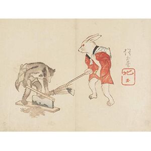 Fine Art Prints Rabbit Raccoon Chopping Straw 1830s Yamada Hogyokue Large Wall Art Poster Print Thick Paper 18X24 Inch Fine Art Prints Rabbit Raccoon Chopping Straw 1830s Yamada Hogyokue Large Wall Art Poster Print Thick Paper 18X24 Inch