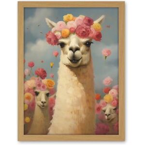 Artery8 The Llama Wedding Rose Bloom Flower Headdress Fun Artwork Kids Bedroom Artwork Framed Wall Art Print 18X24 Inch Artery8 The Llama Wedding Rose Bloom Flower Headdress Fun Artwork Kids Bedroom Artwork Framed Wall Art Print 18X24 Inch