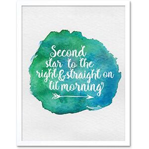Wee Blue Coo Typography Peter Pan Star Morning Watercolour Inspiration Art Print Framed Poster Wall Decor 12X16 Inch Wee Blue Coo Typography Peter Pan Star Morning Watercolour Inspiration Art Print Framed Poster Wall Decor 12X16 Inch