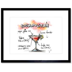 Wee Blue Coo PAINTING ALCOHOL COCKTAIL RECIPE COSMOPOLITAN BLACK FRAMED ART PRINT B12X13480 Wee Blue Coo PAINTING ALCOHOL COCKTAIL RECIPE COSMOPOLITAN BLACK FRAMED ART PRINT B12X13480