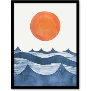 Artery8 Summer Sun Over Ocean Waves Abstract Watercolour Living Room Artwork Framed Wall Art Print 18X24 Inch Artery8 Summer Sun Over Ocean Waves Abstract Watercolour Living Room Artwork Framed Wall Art Print 18X24 Inch