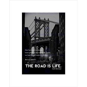 Wee Blue Coo JACK KEROUAC ROAD IS LIFE QUOTE BLACK FRAMED ART PRINT B12X13805 Wee Blue Coo JACK KEROUAC ROAD IS LIFE QUOTE BLACK FRAMED ART PRINT B12X13805