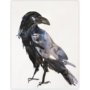 Artery8 A Single Raven Bird Bright Watercolour Painting Living Room Extra Large XL Wall Art Poster Print Artery8 A Single Raven Bird Bright Watercolour Painting Living Room Extra Large XL Wall Art Poster Print