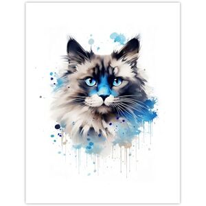 Artery8 Birman Cat Lovers Gift Watercolour Pet Portrait Painting Artwork Extra Large XL Wall Art Poster Print Artery8 Birman Cat Lovers Gift Watercolour Pet Portrait Painting Artwork Extra Large XL Wall Art Poster Print