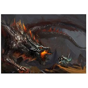 Wee Blue Coo Painting Illustration Fantasy Dragon Combat Warrior Fire Wall Art Print Wee Blue Coo Painting Illustration Fantasy Dragon Combat Warrior Fire Wall Art Print