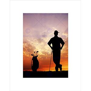 Wee Blue Coo SPORT MOCK GOLF GOLFER SILHOUETTE SUNSET BLACK FRAMED ART PRINT B12X13357 Wee Blue Coo SPORT MOCK GOLF GOLFER SILHOUETTE SUNSET BLACK FRAMED ART PRINT B12X13357