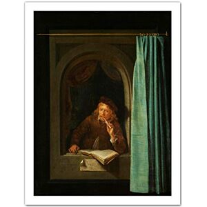 Artery8 Gerard Dou Man Smoking A Pipe Painting Artwork Framed Wall Art Print 18X24 Inch Artery8 Gerard Dou Man Smoking A Pipe Painting Artwork Framed Wall Art Print 18X24 Inch
