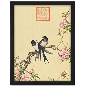Fine Art Prints Castiglione Peach Blossom Birds Painting Large Framed Art Print Poster Wall Decor 18x24 in Fine Art Prints Castiglione Peach Blossom Birds Painting Large Framed Art Print Poster Wall Decor 18x24 in