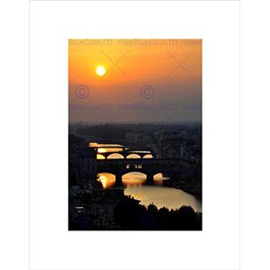 Wee Blue Coo FLORENCE SUNSET BRIDGE BLACK FRAME FRAMED ART PRINT PICTURE MOUNT B12X8751 Wee Blue Coo FLORENCE SUNSET BRIDGE BLACK FRAME FRAMED ART PRINT PICTURE MOUNT B12X8751
