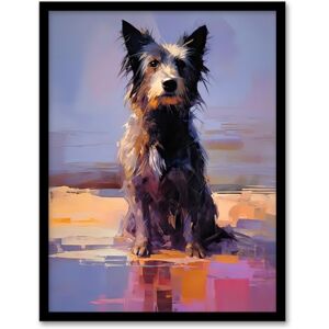 Artery8 Border Collie at the Beach Oil Painting Portrait Artwork Framed Wall Art Print A4 Artery8 Border Collie at the Beach Oil Painting Portrait Artwork Framed Wall Art Print A4