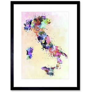 Wee Blue Coo Map Italy Sardinia Sicily Paint Colour Splatter Framed Wall Art Print Wee Blue Coo Map Italy Sardinia Sicily Paint Colour Splatter Framed Wall Art Print