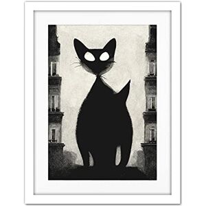 Doppelganger33 LTD Giant Black Cat Le Chat Noir City Monochrome Illustration Artwork Framed Wall Art Print 18X24 Inch Doppelganger33 LTD Giant Black Cat Le Chat Noir City Monochrome Illustration Artwork Framed Wall Art Print 18X24 Inch