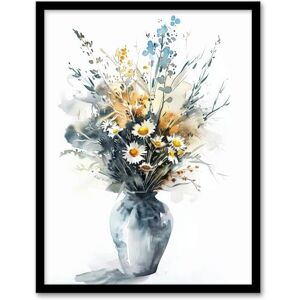 Artery8 Wildflower Bouquet in Vase Watercolour Painting For Living Room Artwork Framed Wall Art Print A4 Artery8 Wildflower Bouquet in Vase Watercolour Painting For Living Room Artwork Framed Wall Art Print A4