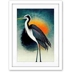 Wee Blue Coo Heron Monochrome Bird Portrait Orange Sunrise Illustration Acrylic Paint Artwork Framed Wall Art Print 18X24 Inch Wee Blue Coo Heron Monochrome Bird Portrait Orange Sunrise Illustration Acrylic Paint Artwork Framed Wall Art Print 18X24 Inch