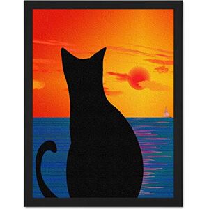 Wee Blue Coo Cat Landscape Abstract Silhouette Sunset Sea Boat Large Framed Art Print Poster Wall Decor 18x24 inch Wee Blue Coo Cat Landscape Abstract Silhouette Sunset Sea Boat Large Framed Art Print Poster Wall Decor 18x24 inch