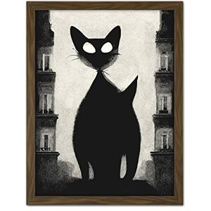 Doppelganger33 LTD Giant Black Cat Le Chat Noir City Monochrome Illustration Artwork Framed Wall Art Print 18X24 Inch Doppelganger33 LTD Giant Black Cat Le Chat Noir City Monochrome Illustration Artwork Framed Wall Art Print 18X24 Inch