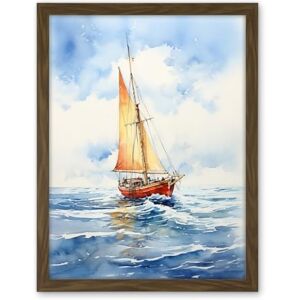 Artery8 Orange Sailing Boat Watercolour Painting Bathroom Artwork Sail at Sea Seascape Artwork Framed Wall Art Print 18X24 Inch Artery8 Orange Sailing Boat Watercolour Painting Bathroom Artwork Sail at Sea Seascape Artwork Framed Wall Art Print 18X24 Inch