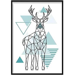 Artze Wall Art Majestic Stag Abstract Geometric Scandinavian Poster, 30 cm Width x 40 cm Height, Aqua Blue Artze Wall Art Majestic Stag Abstract Geometric Scandinavian Poster, 30 cm Width x 40 cm Height, Aqua Blue