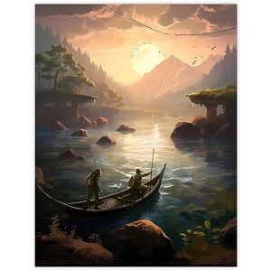 Artery8 Fishermen Casting Nets from Boat Painting Bright Sunrise Fishing in Serene River Landscape Large Wall Art Poster Print Thick Paper 18X24 Inch Artery8 Fishermen Casting Nets from Boat Painting Bright Sunrise Fishing in Serene River Landscape Large Wall Art Poster Print Thick Paper 18X24 Inch