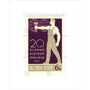 Wee Blue Coo POSTAGE STAMP USSR 6 KOPEK WORKER HAMMER COMMUNISM FRAMED ART PRINT B12X11051 Wee Blue Coo POSTAGE STAMP USSR 6 KOPEK WORKER HAMMER COMMUNISM FRAMED ART PRINT B12X11051