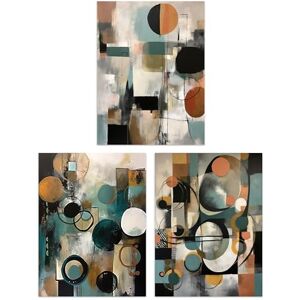 Artery8 Set of 3 Midcentury Modern Abstract Circles Oil Paintings Pastel Colour Tan Orange Teal Elegant Unframed Wall Art Living Room Poster Prints Pack Artery8 Set of 3 Midcentury Modern Abstract Circles Oil Paintings Pastel Colour Tan Orange Teal Elegant Unframed Wall Art Living Room Poster Prints Pack