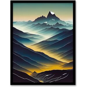 Wee Blue Coo Wild Scottish Highlands Artwork Blue and Yellow Misty Dawn Mountain Landscape Artwork Framed Wall Art Print A4 Wee Blue Coo Wild Scottish Highlands Artwork Blue and Yellow Misty Dawn Mountain Landscape Artwork Framed Wall Art Print A4