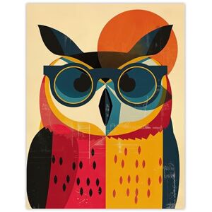 Artery8 Owl Bird Shades Sunglasses Fun Colourful Painting For Living Room Extra Large XL Wall Art Poster Print Artery8 Owl Bird Shades Sunglasses Fun Colourful Painting For Living Room Extra Large XL Wall Art Poster Print