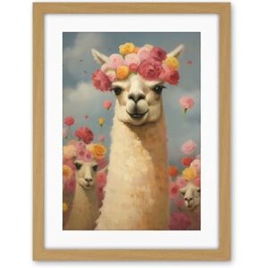 Artery8 The Llama Wedding Rose Bloom Flower Headdress Fun Artwork Kids Bedroom Artwork Framed Wall Art Print 18X24 Inch Artery8 The Llama Wedding Rose Bloom Flower Headdress Fun Artwork Kids Bedroom Artwork Framed Wall Art Print 18X24 Inch